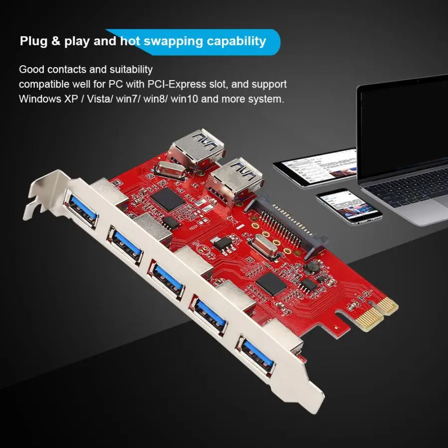 PCI-E на 5 портов USB 3 0 и 2 порта встроенный RJ45 1 Гбит/с через Плата расширения адаптер