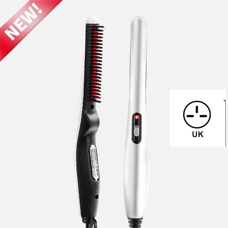 style 2 uk plug Расческа расческа для волос beard straightener beard comb hair brush для бороды расческа для бороды comb hair comb гребень для волос расчёска для бороды мужские аксессуары расческа мужская выпрямитель для бороды VIP - Цвет: style 2 uk plug