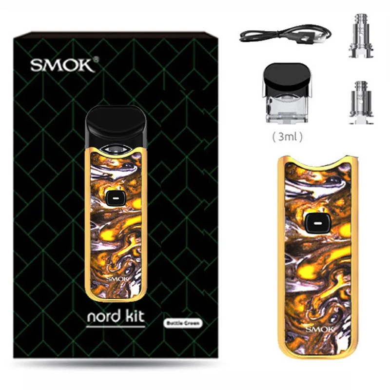 yellow purple resin Smok Nord Pod vape комплект с аккумулятором 1100 мАч 3 мл картридж сетка спиральная электронная сигарета Vape pod Kit vs SMOK novo - Цвет: yellow purple resin