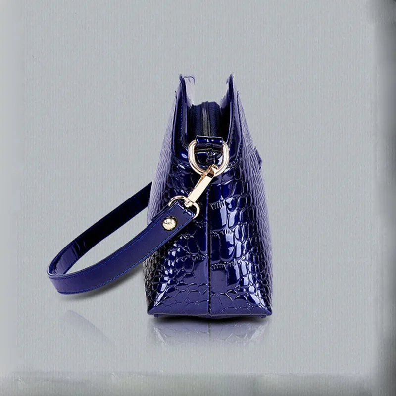 Крокодиловая лакированная кожа черная Модная Сумка ракушка женские сумки