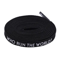 7mm who run the world slogo shoelaces double sided printed flat sneakers basketball shoestring canvas black white shoes laces
