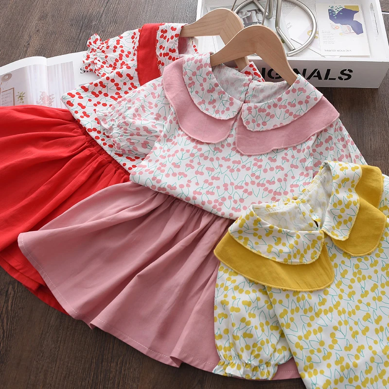 

2021 New Summer Girls Clothes Sets Fashion Children Holiday Casual Suits Toddler Girls Flowers Print Top And Skirts Outfits 2-6Y