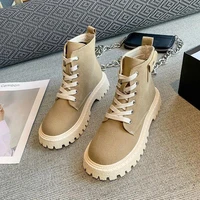 tophqws 2021 retro women ankle boots casual lace up platform martin boots female high quality canvas chunky boots woman shoes