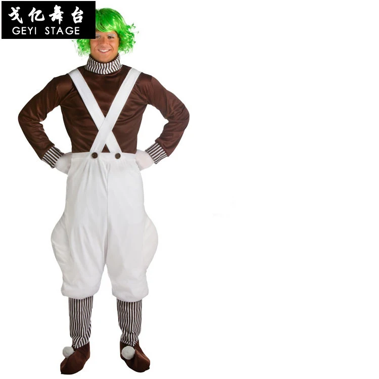 

Charlie and chocolate factory workers cosplay costume halloween party Adult Children top quality costumes
