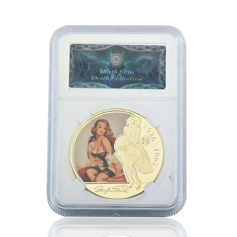 coin1 with case WR Мэрилин Монро золотые коллекционные монеты с держателем для монет на заказ вызов монеты антикварные оригинальные монеты подарочный набор дропшиппинг - Цвет: coin1 with case