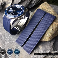 19mm 20mm 21mm rubber silicone watch strap black blue watchband for longines master conquest hydroconquest l3 series watch