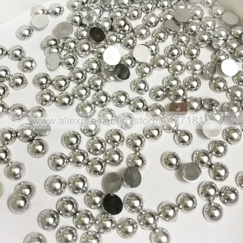 Полукруглые бусины из серебра с металлическим блеском 8 мм|crafts diy|craft makingcraft gems |
