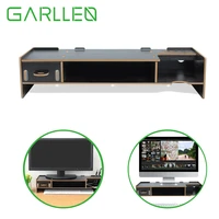 garllen wooden office desktop monitor stand holder organizer for office computer laptop small tv printers fax machines