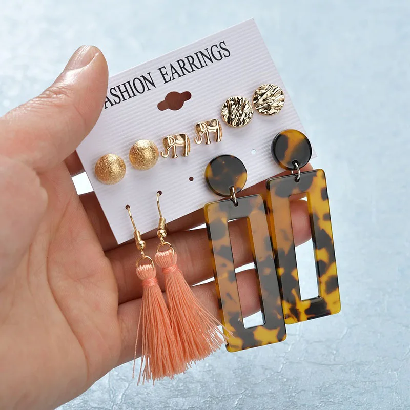 Женские квадратные леопардовые серьги-подвески YADA с кисточками ювелирные