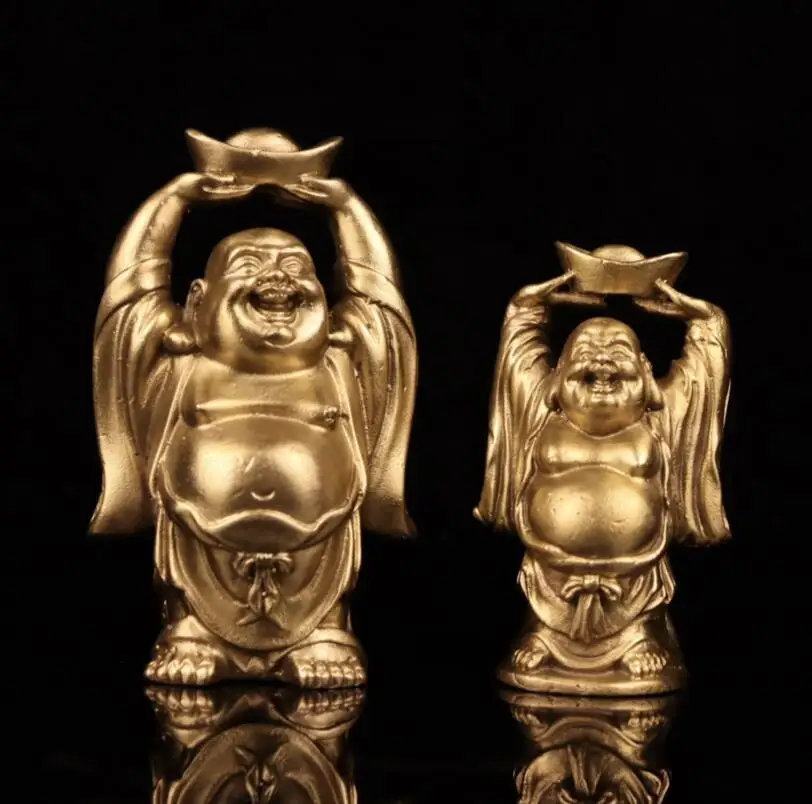 

China brass maitreya Buddha small crafts statue