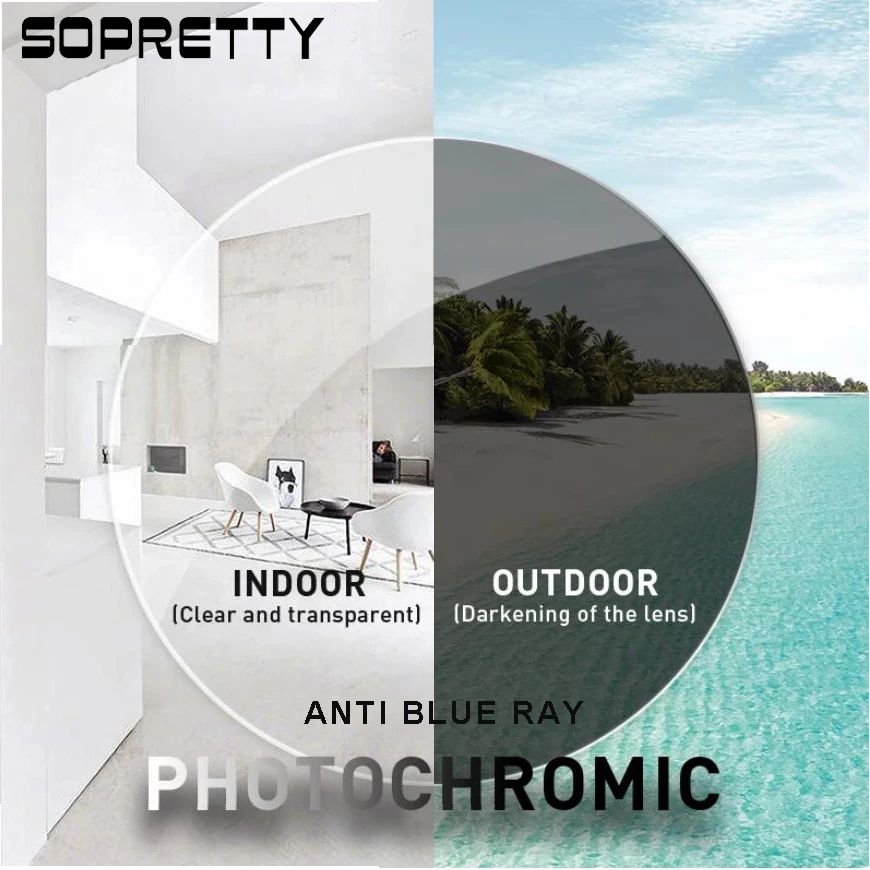 Линзы фотохромные 1 56/1 61/1 67/1 74 многофокусные для близорукости