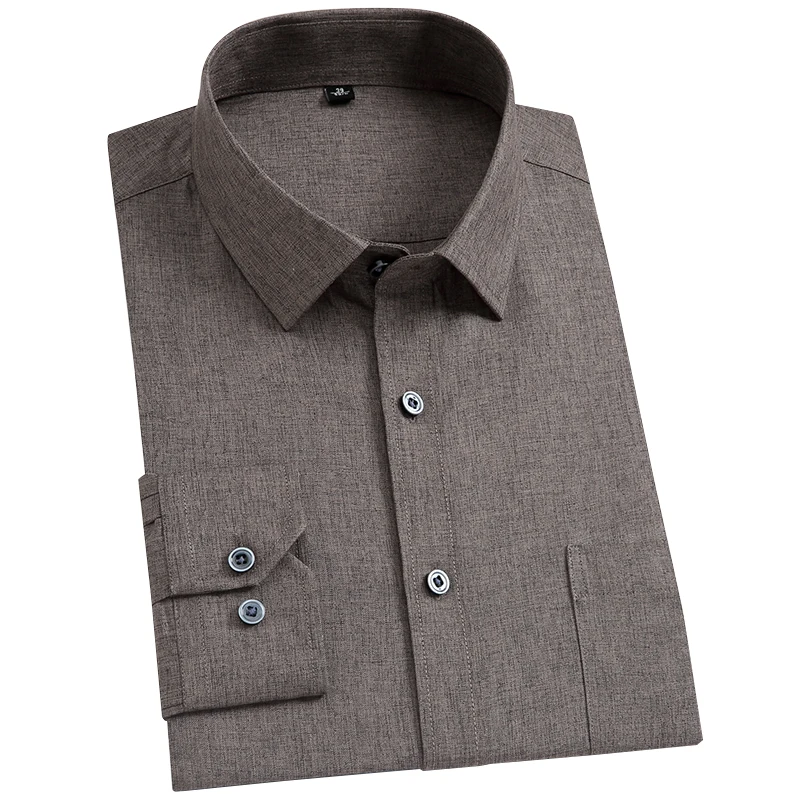 Мужская Базовая рубашка с одним карманом розовая или серая однотонная