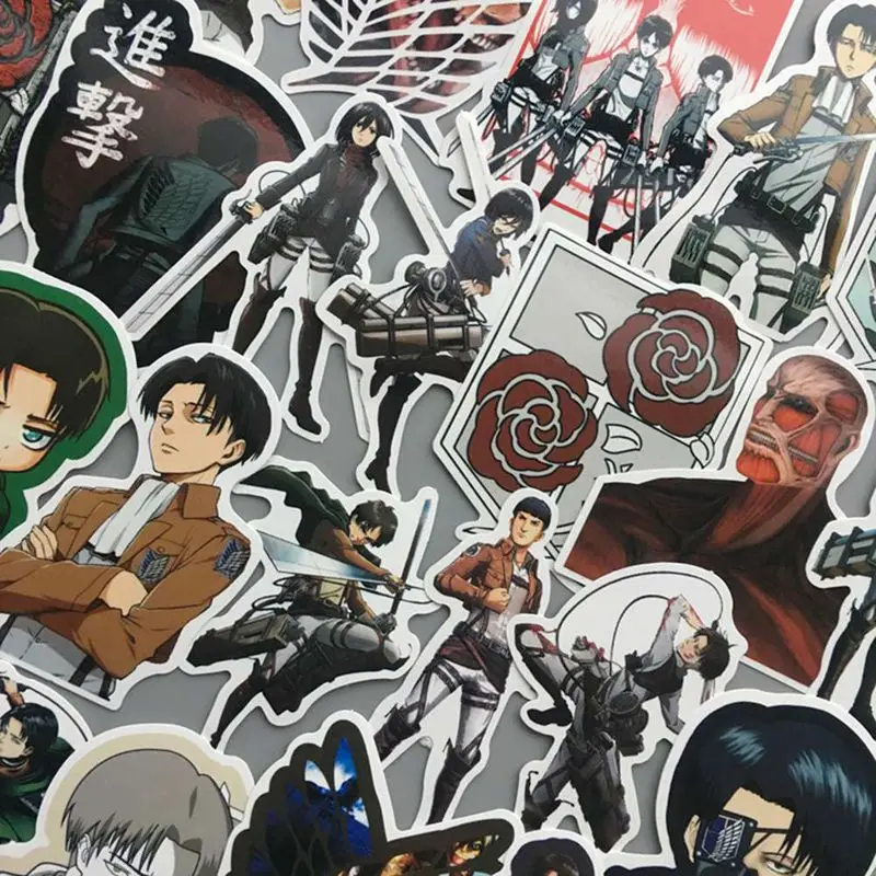 

42Pcs/Set Japanese Anime Attack On Titan Sticke For Laptop Suitcase Bicycle Skateboard DIY Paper Stationery Stickers