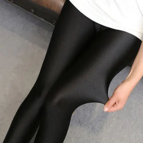 Женские брюки стрейч размера плюс блестящие с высокой талией эластичные