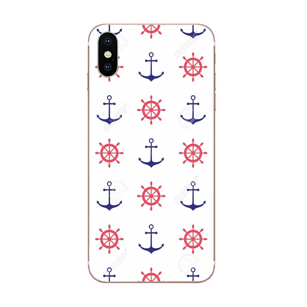 Роскошный чехол для телефона Apple iPhone 4 5 5C 6 6S 7 8 Plus X XS Max XR морской якорь милый синий