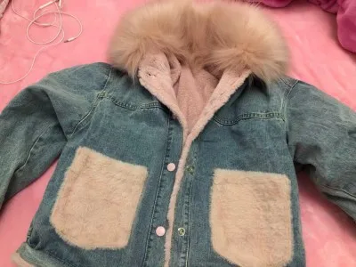 Зимняя женская куртка корейский Свободный меховой воротник деним негабаритных коротких женских курток элегантные толстые теплые парки на подкладке из искусственного меха
