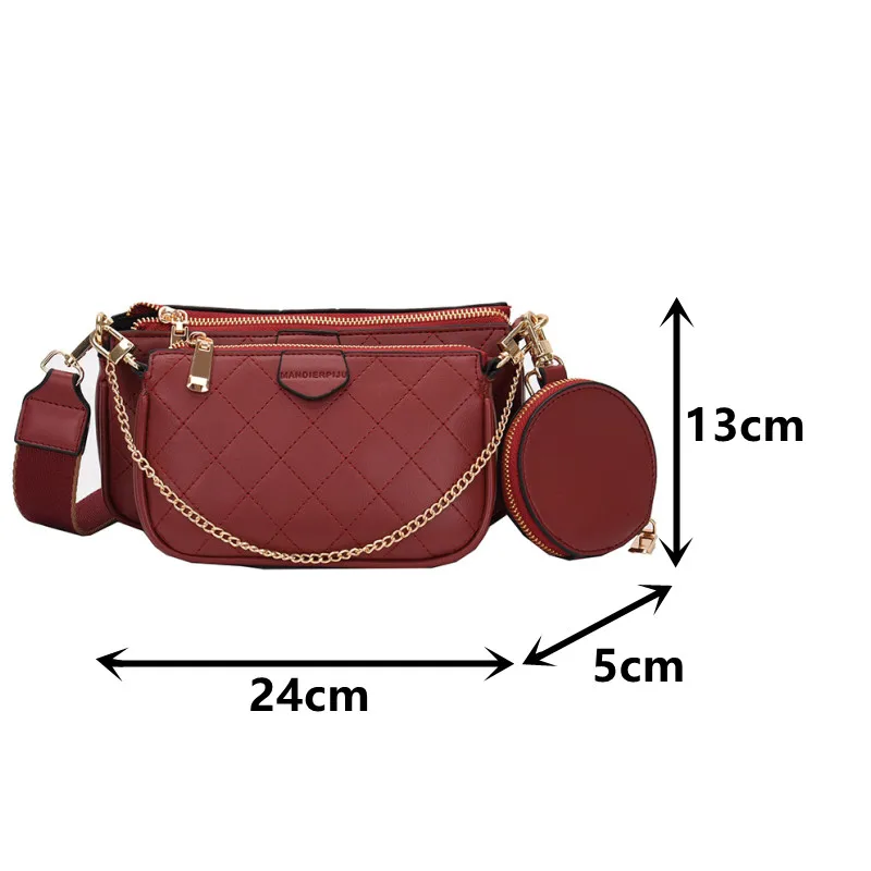 

Diamond Lattice Composite Handbags for Women Luxury Leather Crossbody Bag Quilted Plaid Shoulder Bag Ladies 3 Set Messenger Bags