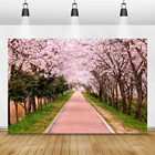 Фон для фотографий Laeacco, весенний пейзаж, розовые цветы, цветущие деревья, дорожка, детский душ