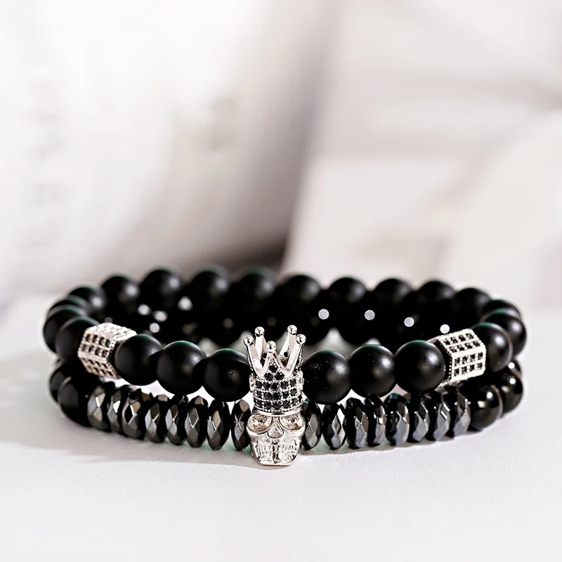 Роскошные ювелирные изделия 2 шт./компл. браслеты с камнями для женщин и мужчин 2020