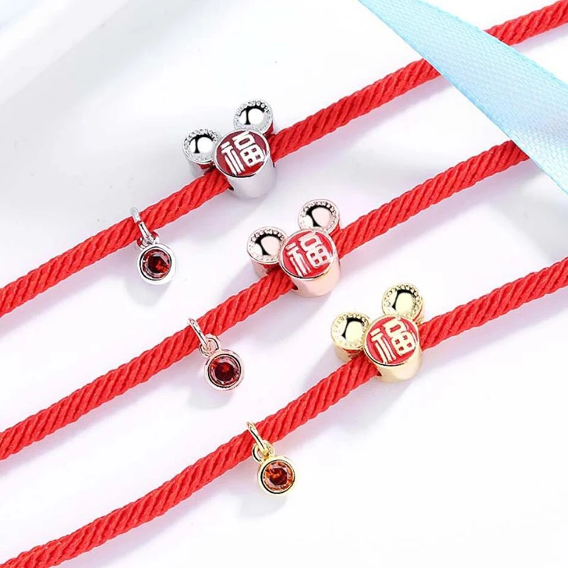 2020 браслет из розовых золотых крысиных бусин для женщин 925 пробы серебряный с