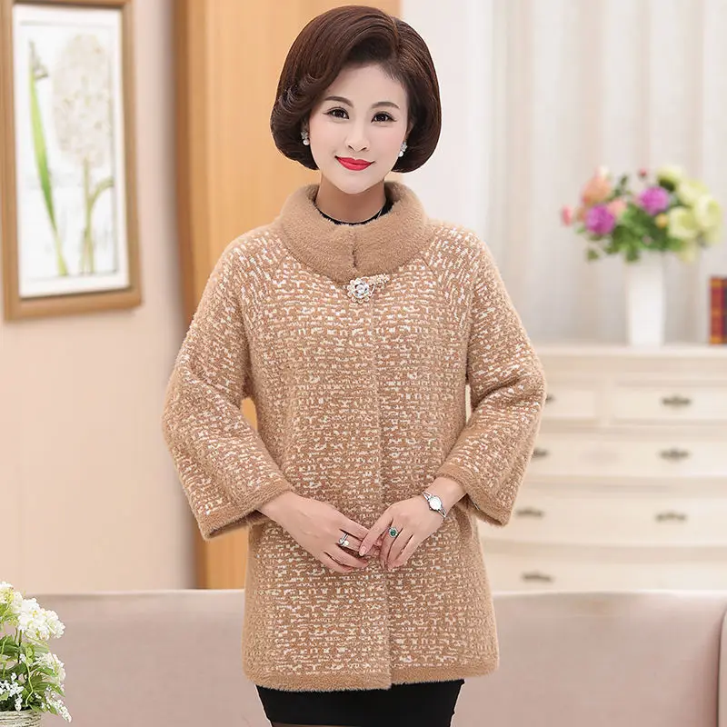 Женское повседневное пальто из искусственного меха норки трикотажная теплая