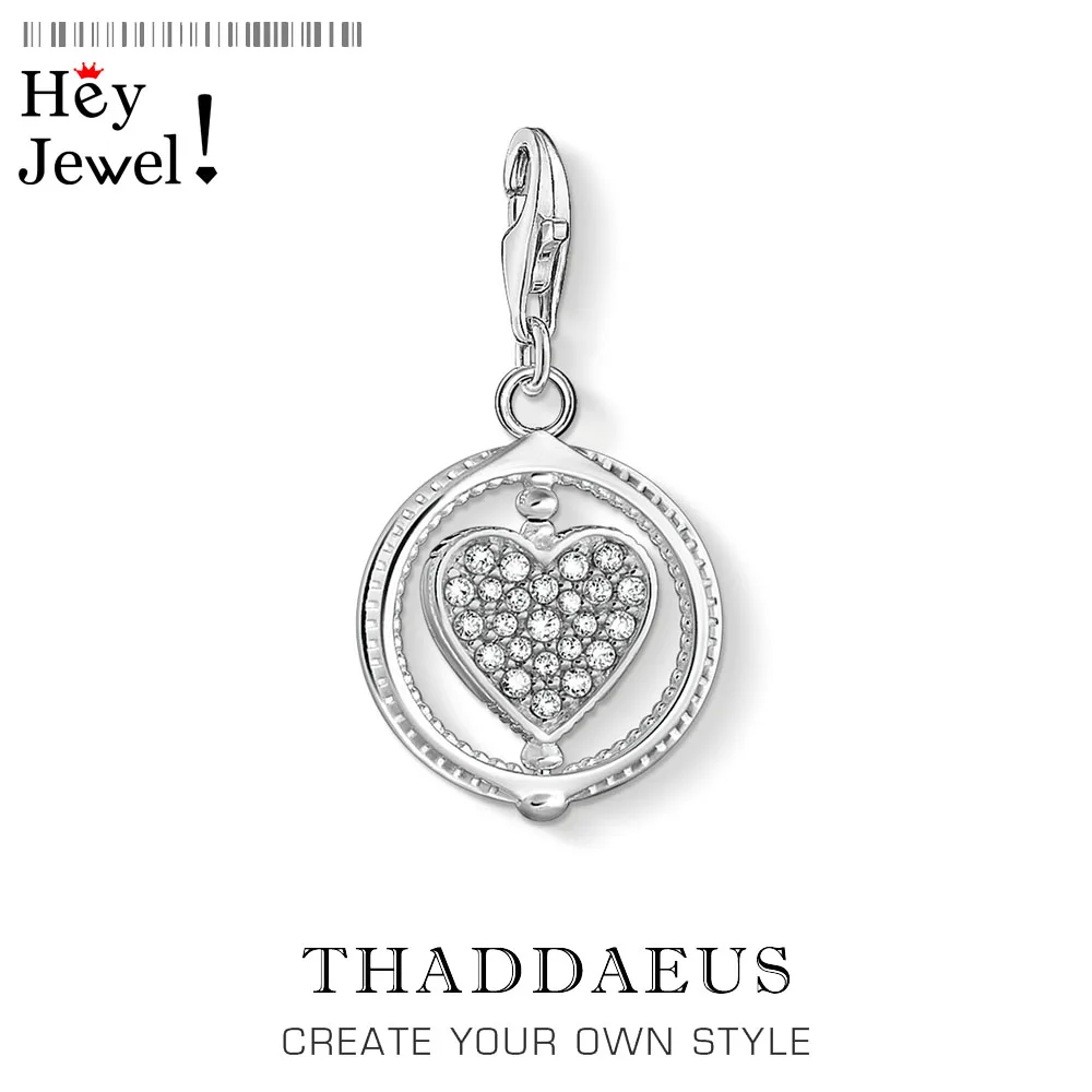 

Charm Pendant Rotated Heart New 925 Sterling Silver for Women Fit Bracelet Necklace Romantic Gift