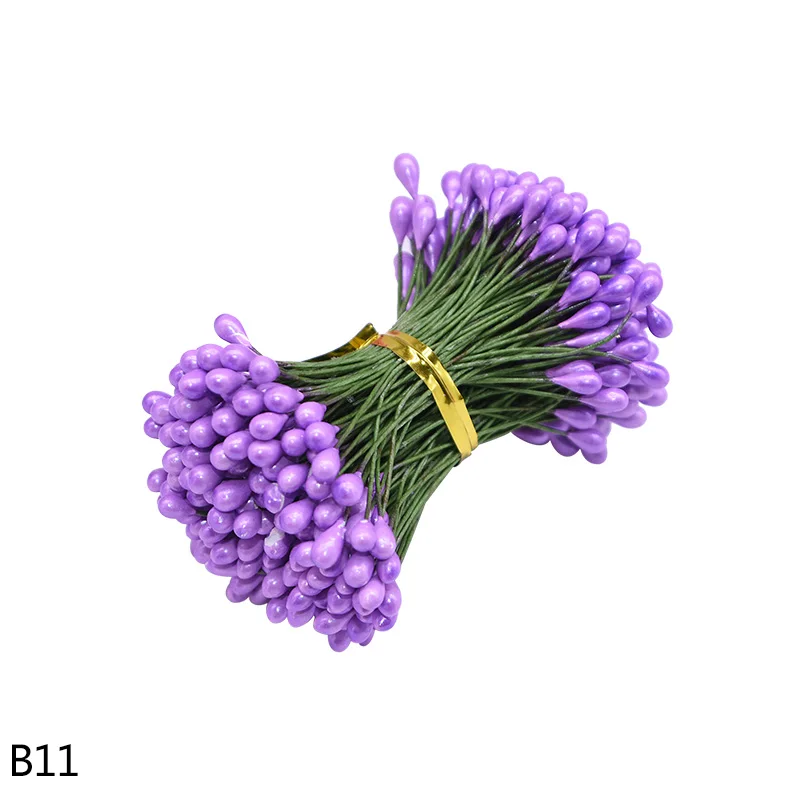 B11 purple 130/260 шт, толщина 3 мм, маленький искусственный цветок Искусственные тычинки цветочный Рисунок с изображением рождественского цветка, тычинки Свадебные украшения для самодельного изготовления - Цвет: B11 purple