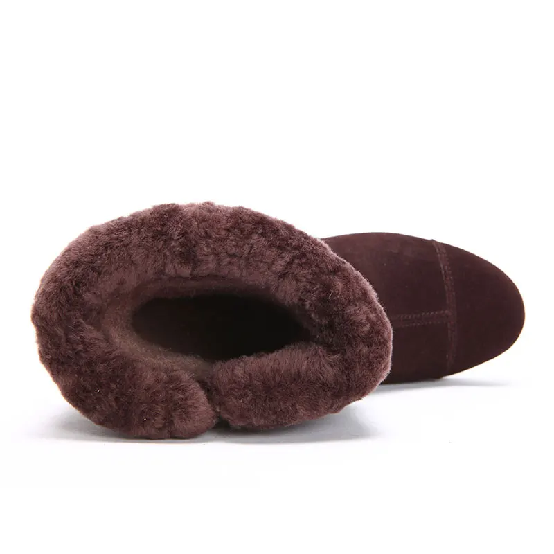 GOGC/100% натуральная кожа Женская зимняя обувь с мехом Шерсть Большие размеры