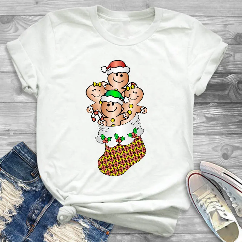 Женская новая шляпа с милым новогодним принтом женская футболка графическим