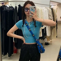 y2k crop top women clothing 2021 summer casual solid color round neck t shirt korean chic sweet slim %d1%84%d1%83%d1%82%d0%b1%d0%be%d0%bb%d0%ba%d0%b8 %d1%81 %d0%ba%d0%be%d1%80%d0%be%d1%82%d0%ba%d0%b8%d0%bc %d1%80%d1%83%d0%ba%d0%b0%d0%b2%d0%be%d0%bc