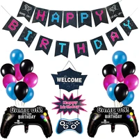 game theme birthday party decoration game controller cake with flag aluminum foil balloon
