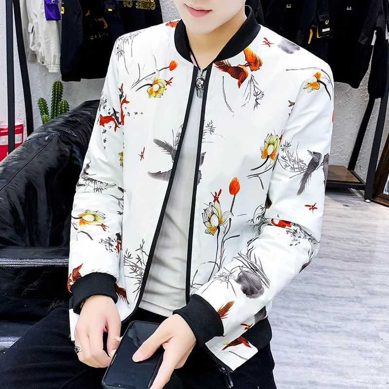 Мужская куртка 2019 весна и осень Новая повседневная мужская модная со стоячим