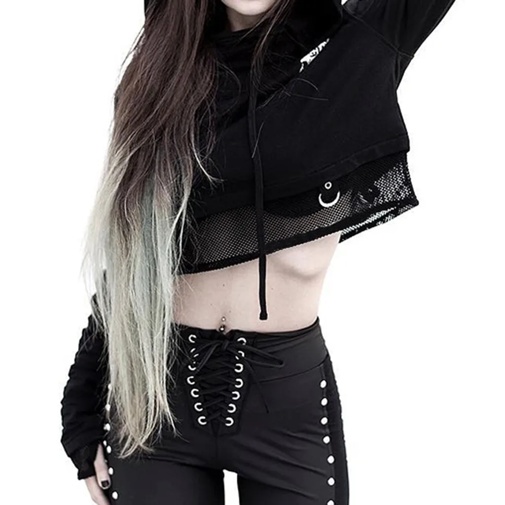 Women Hoodies Sweatshirt Hoody Casual Fashion Hoodie Letter Print Loose Long Sleeve Gothic Dark Style Tops Kawaii Sweatshirts