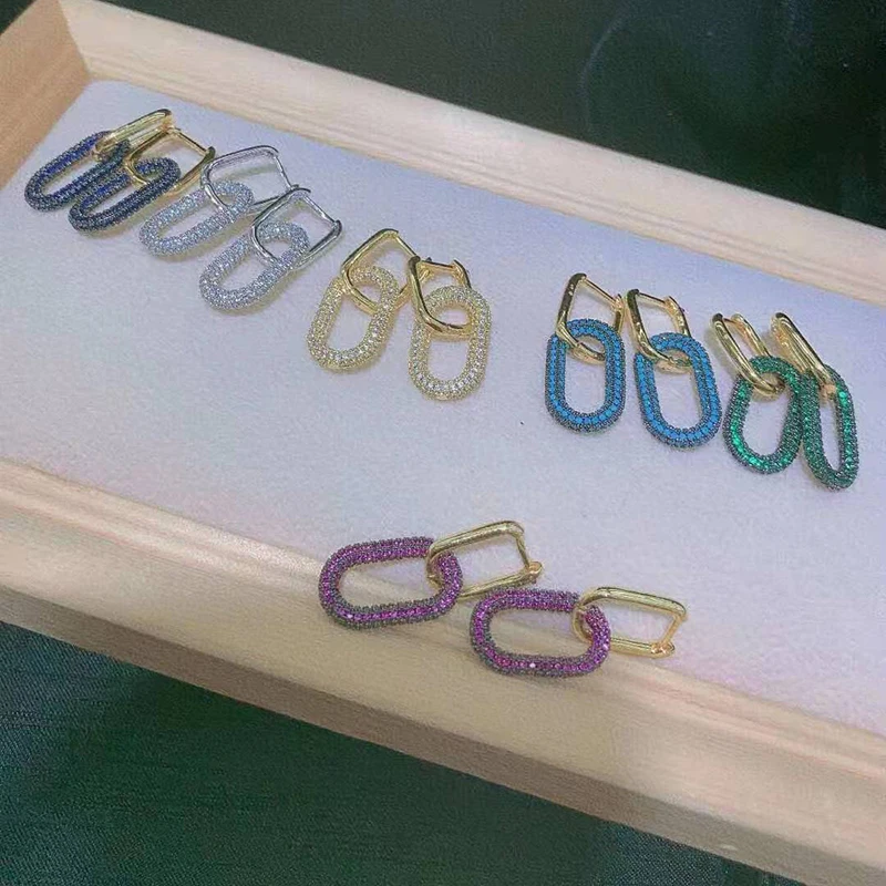 

2 пар/лот Для женщин Высокое качество Новинка овальной формы серьги, золота, инкрустированная Высокое качество циркон