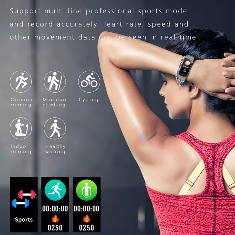 Waterproof Smart Bracelet with Heart Rate Monitor, Color Screen Music Control with  Calorie Counter, Call & SNS Reminder