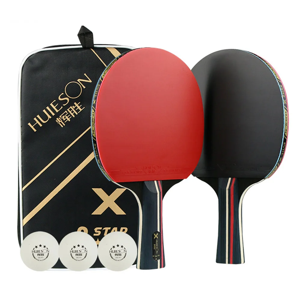 

Table Tennis Paddle Rubber Ping Pong Racket 2-Player Set with 1Pair of Rackets 3 Balls