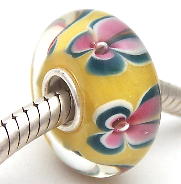 

JG1272 100% S925 Sterling Silver Beads Murano Glass beads Fit European Charms Bracelet charms diy jewelry Lampwork GlassBeads