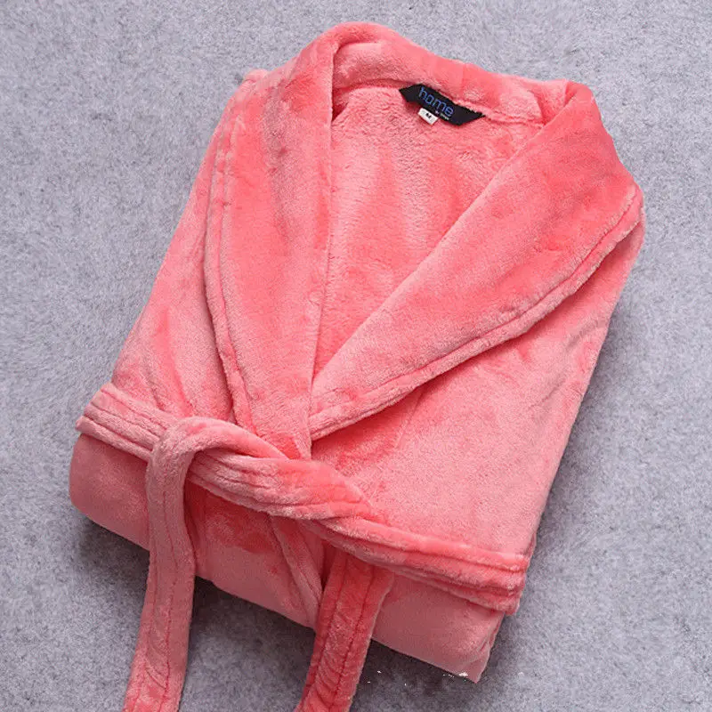 

Autumn Winter Thicken Lengthening Flannel Nightgown Coral Fleece Bathrobe Loose Bathrobe Female Warm Pajamas Couple Plus Size