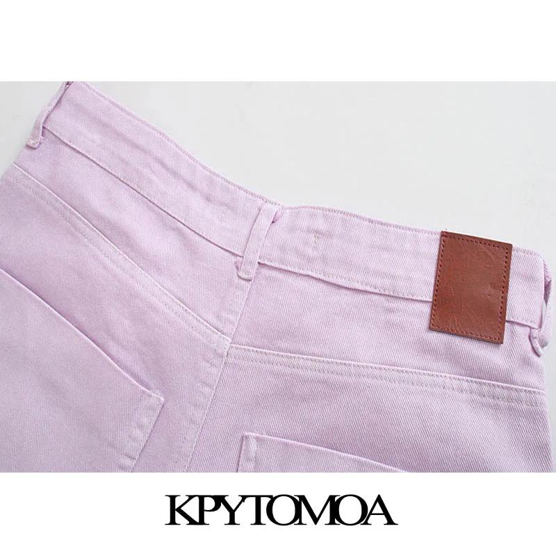

KPYTOMOA Women 2020 Chic Fashion Wrap Style Asymmetric Denim Shorts Skirts Vintage High Waist Side Pockets Female Skorts Mujer