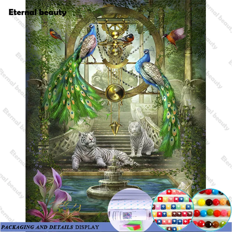 

Peacock Tiger Diamond Painting Full Drill 5D Diy Animals Diamond Embroidery Cross Stitch Rhinestone Mosaic Wall Paintings Gift