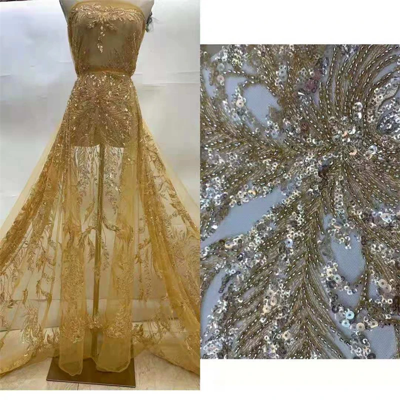 

African Lace Fabric 2021 Embroidered Nigerian Laces Fabric Bridal High Quality French Tulle Lace Fabric For Women Dress DP-375