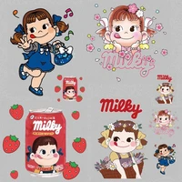 cartoon candy girl thermo heat transfer iron on patches for clothing stickers on baby clothes strawberry girl kids applique
