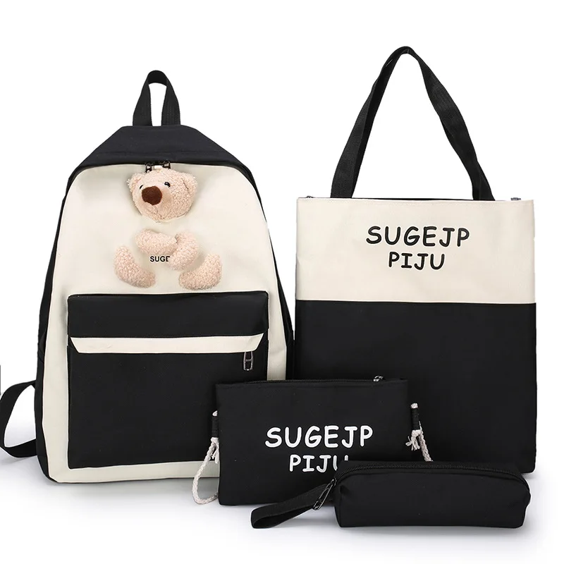 

Qyahlybz four-piece set for primary school students campus cute college teenagers girls and boys large capacity backpack