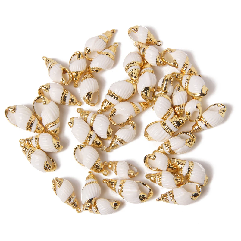 10PCS Natural White Shell Charms Tiny Conch Cowrie Beach Sea Shells Pendant for DIY Jewelry Making Necklace Bracelet Vacation images - 6