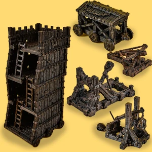 TRPG подземелья rampage миниатюрная игра bbg песок стабильная военная машина осадная башня требушет катапульта Баллистические модели фигурок