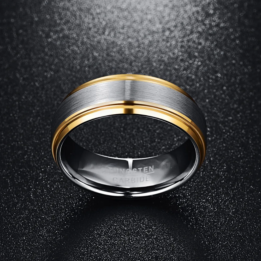 Nuncad 8MM Width 2.3MM thick tungsten metal lovers wedding ring with full size 7 8 9 10 11 12 for men's | Украшения и