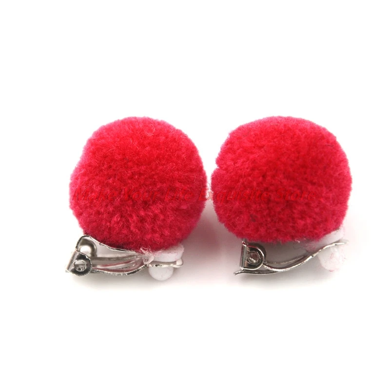 

New Cute Children Earring Clip Female Plush Fur Ball Non Pierced Earrings Female Ear Clip On Earings For Girls Party Wedding