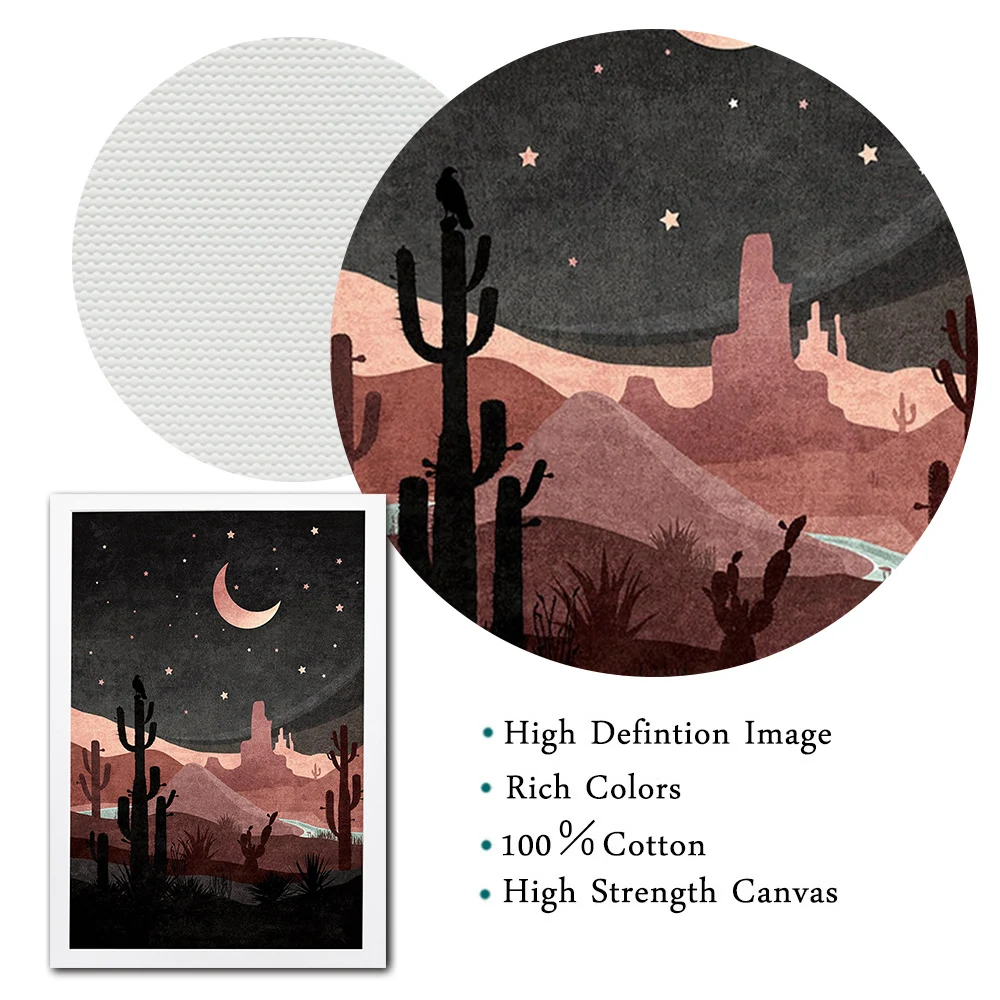 Винтажная Абстрактная Картина на холсте в стиле бохо с изображением Солнца и