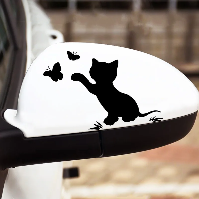 

Aliauto Cartoon Cat Car Sticker Butterfly Car-Styling Funny Auto Decals Stickers Decoration Vinyl Car Stickers,12CM*15CM