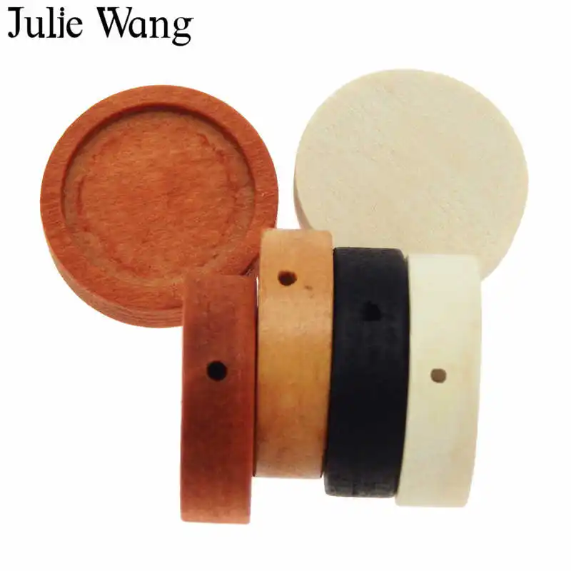 Julie Wang 8 шт. Деревянный Круглый Кабошон База настройки талисманы Пустой Лоток